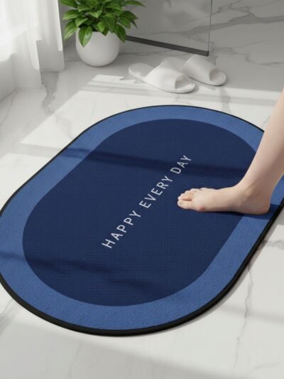 Non-Slip Oval Bath Mat – Super Absorbent Soft Velvet Surface