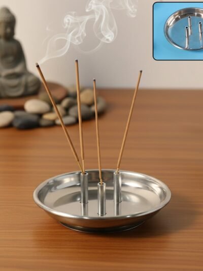 Stainless Steel Agarbatti Stand – Triple Stick Incense Holder