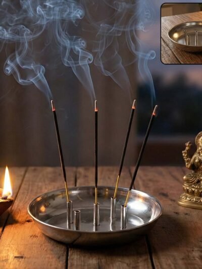 Stainless Steel Agarbatti Stand – Multi-Stick Lotus Incense Holder