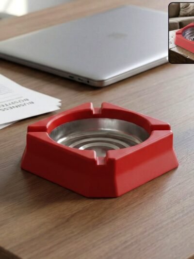 Heat-Resistant Ashtray – Stainless Steel Inner Bowl for Easy Cleaning