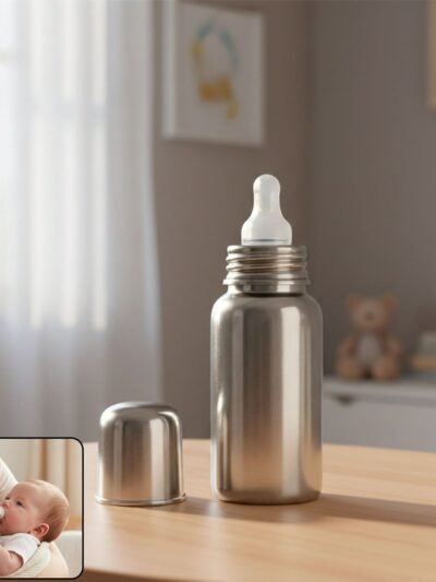Stainless Steel Baby Feeding Bottle 200ml – Leakproof & Durable