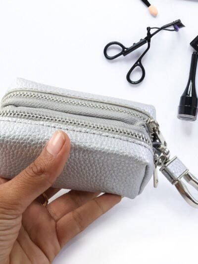 Compact Zipper Key Pouch – Secure Mini Coin Purse with Metal Clip