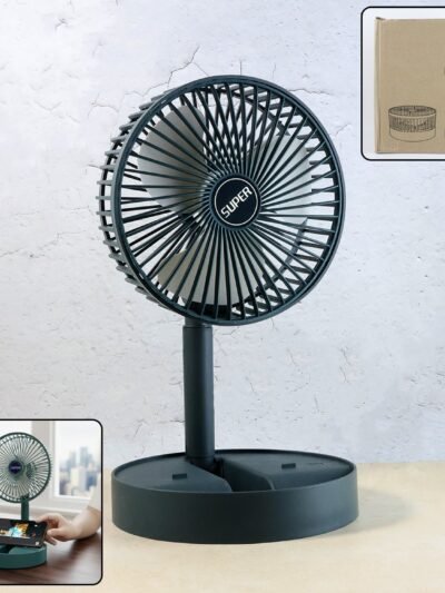 Rechargeable Desktop Table Fan – Portable Cooling With Phone Holder