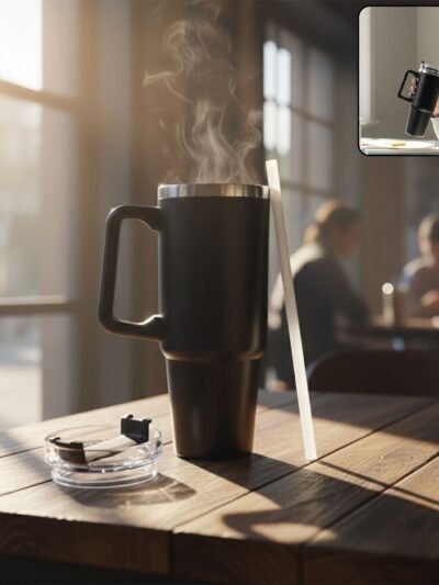 Large Capacity Travel Mug – 890 ML Insulated Black Tumbler