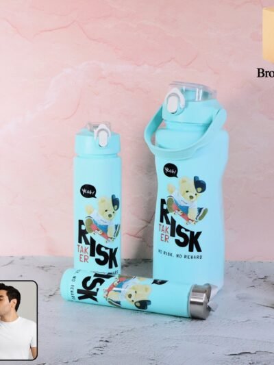 Risk Taker Printed Water Bottle Set – Leakproof & Durable 3-Pc Combo