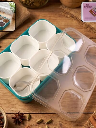 Spice Storage Box � 6 Compartments for Easy Kitchen Organization