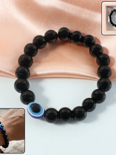 Crystal Beaded Stretch Bracelet – Elegant Dual-Tone Design