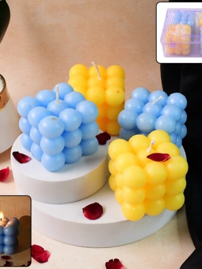 Cube Candles – Colorful Decorative Wax Set of 4