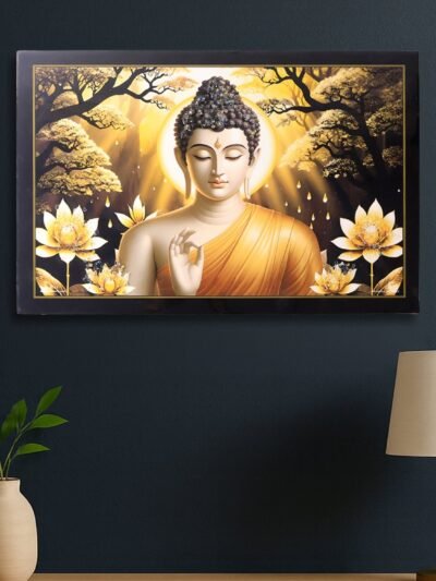 Lord Buddha Wall Painting – Spiritual Decor with Wooden Frame