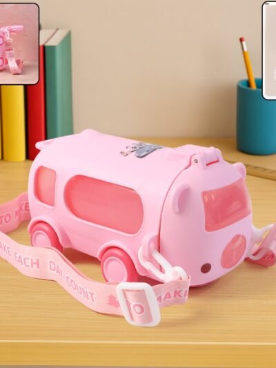 Kids Water Bottle – 500ml Cute Bus-Shaped Cartoon Design