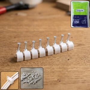 Cable Clip – Heavy Duty 8mm Plastic Clip with Steel Nail for Wiring