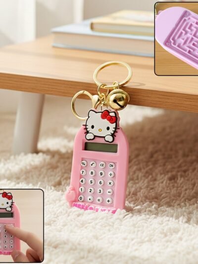 Cartoon Cat Calculator Keychain – Portable Mini Digital Calculator