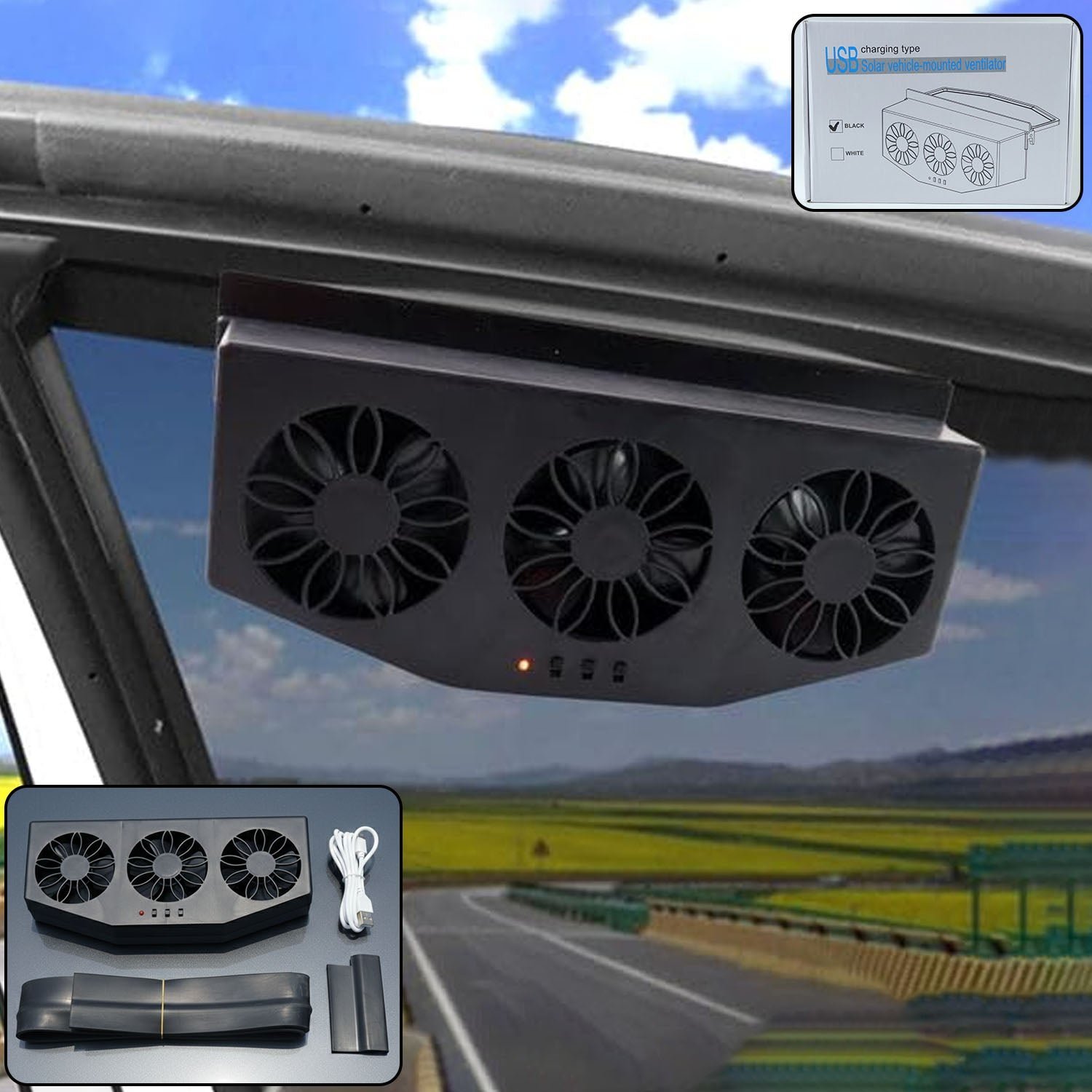 Car Exhaust Ventilation System – Triple Fan Plug & Play Cooling