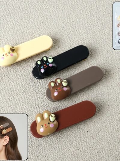 Bunny Face Hair Clips – Cute Decorative Snap Set of 4