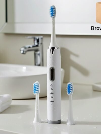 Electric Toothbrush Set – Rechargeable Sonic Cleaner with 3 Brush Heads
