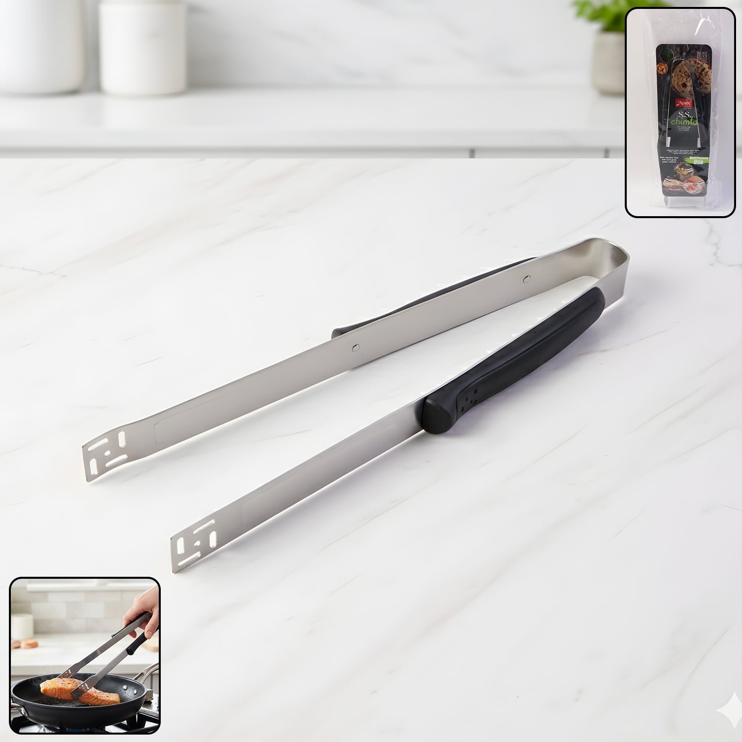 Stainless Steel Chimta – Strong Grip Kitchen Tongs for Cooking
