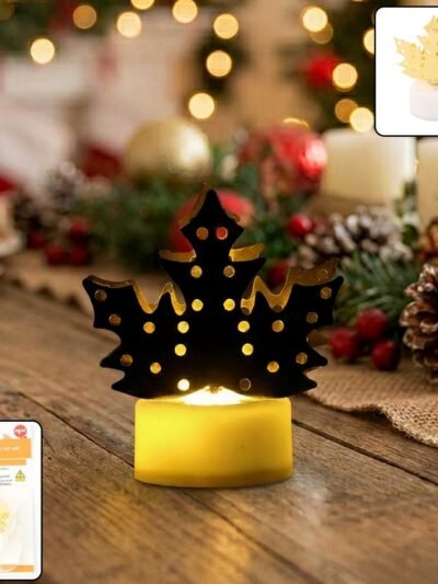LED Gold Metal Leaf Diya Lamp – Battery Operated Festive Glow