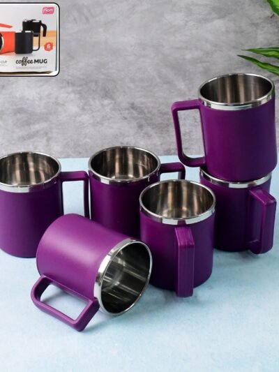 Stainless Steel Coffee Mug Set – Durable 200ML, 6 Pieces
