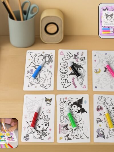 Kuromi-Themed Kids Coloring Book Set – 6 Sheets & 6 Markers