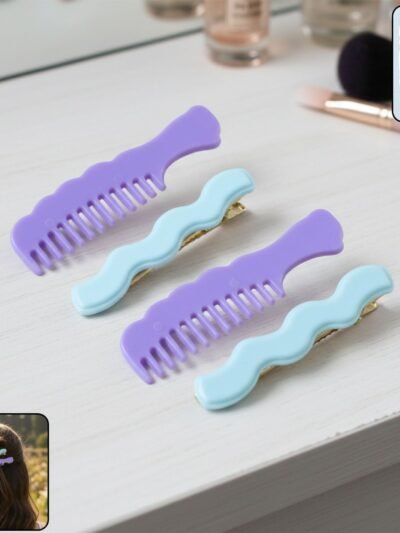 Comb-Shaped Hair Clips Set – Strong Grip Stylish Hair Pins (4 Pc)