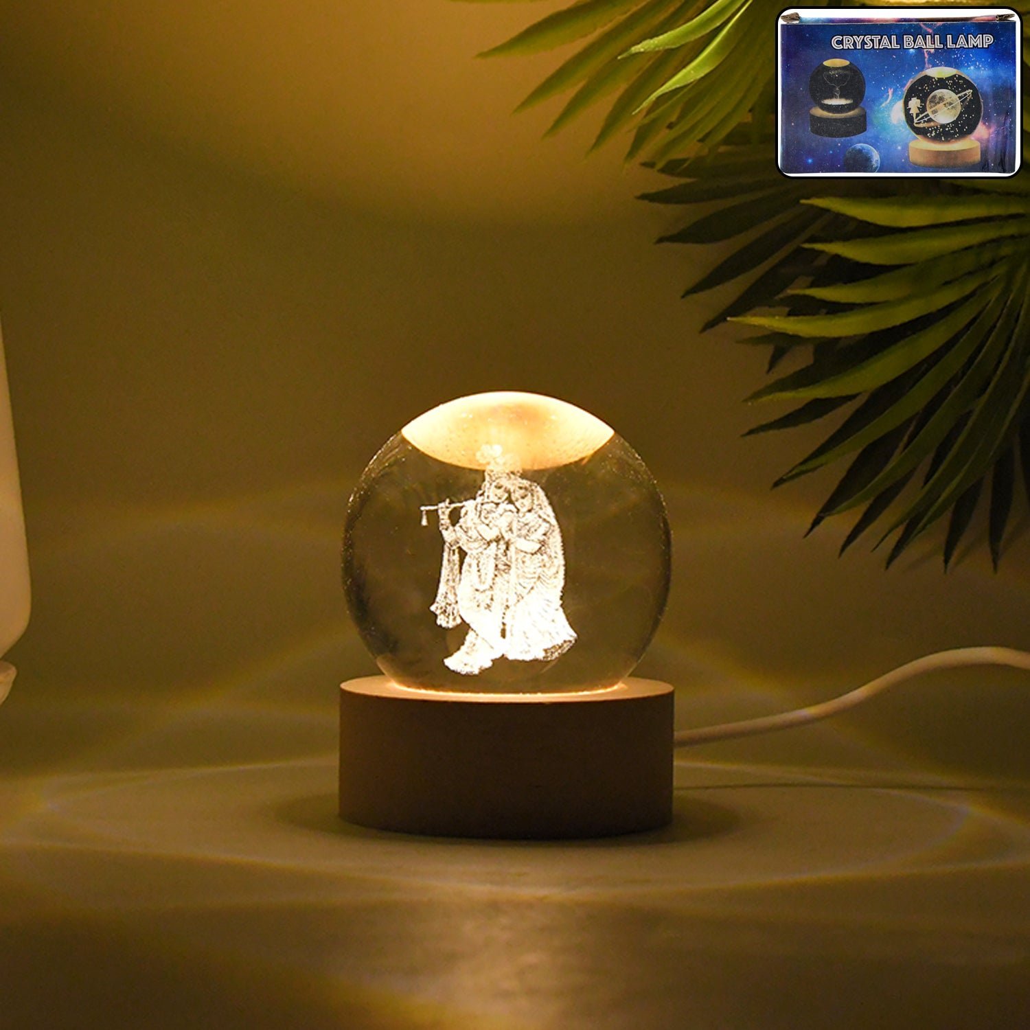 Radha Krishna 3D Crystal Lamp – Spiritual Home Decor |