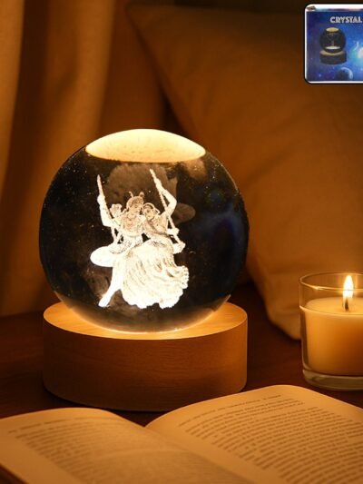 Radha Krishna 3D Crystal Ball Lamp – Divine Home Decor |