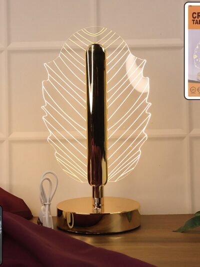 Leaf Shape Crystal Table Lamp – Elegant USB Charging LED Light
