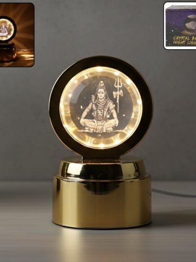 Mahadev 3D Crystal Ball Night Light – Rotating LED Decorative Lamp