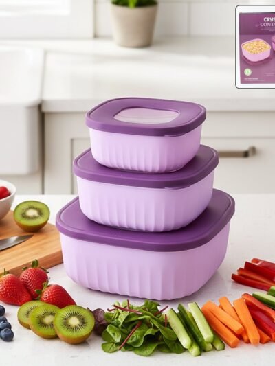 Food Storage Container Set – Leak-Resistant, Stackable 3-Piece