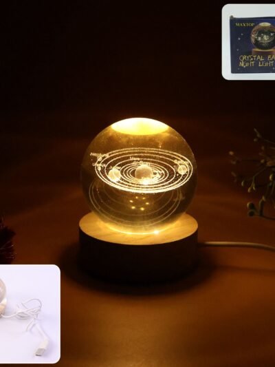 3D Crystal Ball Night Lamp – Elegant USB LED Light with Wooden Base