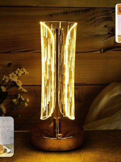 Crystal Table Lamp – Tall Cylinder Shape with USB Charging