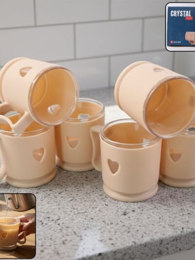 Mini Tea Coffee Mug Set – Elegant Heart Design, 100ML (6 Pieces)