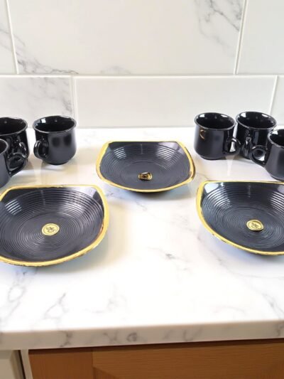 Seashell Ceramic Cup Set – 9-Piece Unique Design | Serve Stellar
