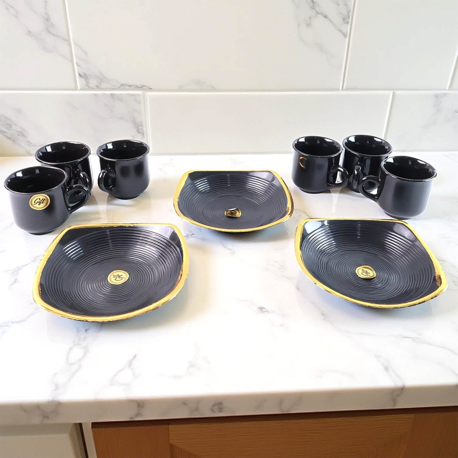 Seashell Ceramic Cup Set – 9-Piece Unique Design | Serve Stellar