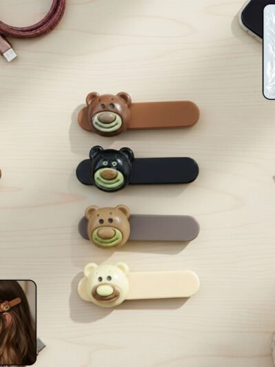 Bear Face Decorative Hair Clips Set – Playful & Secure Hold (4 Pc)