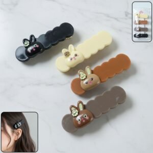 Bunny Hair Clips – Cute Cartoon Decorative Snap Set (4 Pc)