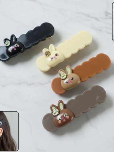 Bunny Hair Clips – Cute Cartoon Decorative Snap Set (4 Pc)