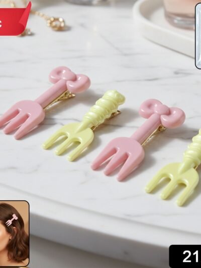 Mini Fork Hair Clips – Pastel Set of 4 for Girls & Women