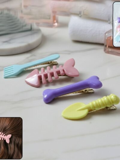 Cartoon Hair Clips – Playful & Secure 4-Pc Hair Accessories