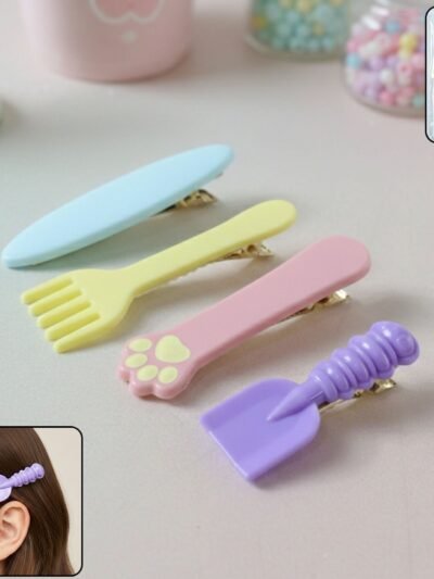 Hair Clips Set – Cute 4 Pc Cartoon Style Pins with Strong Grip