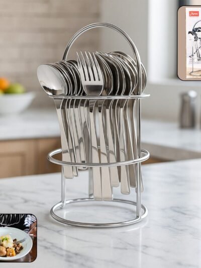 Stainless Steel Cutlery Set – 16-Piece with Elegant Stand