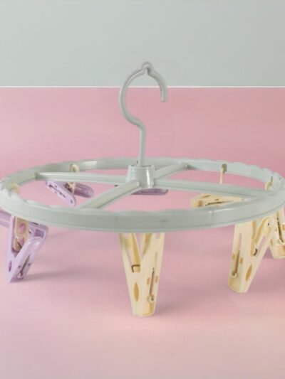 Clothespin Rack Laundry Drying Rack with 8 Clips – Compact & Windproof