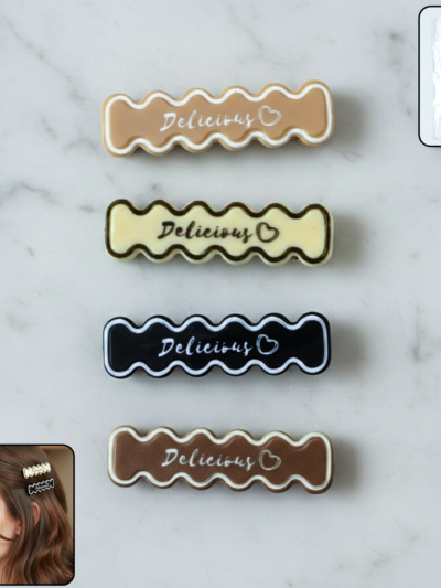 Elegant Design Hair Clips – Stylish 4-Pc Snap Set for Women