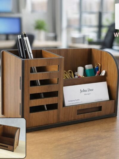 Wooden Desk Organizer – Multi-Compartment Office Storage Stand