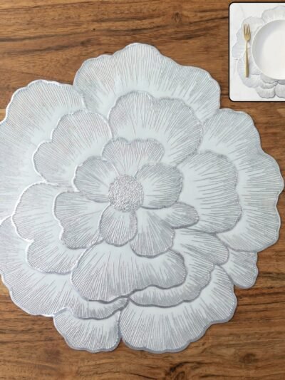 Round Floral PVC Table Mat – Waterproof & Heat Resistant for Dining