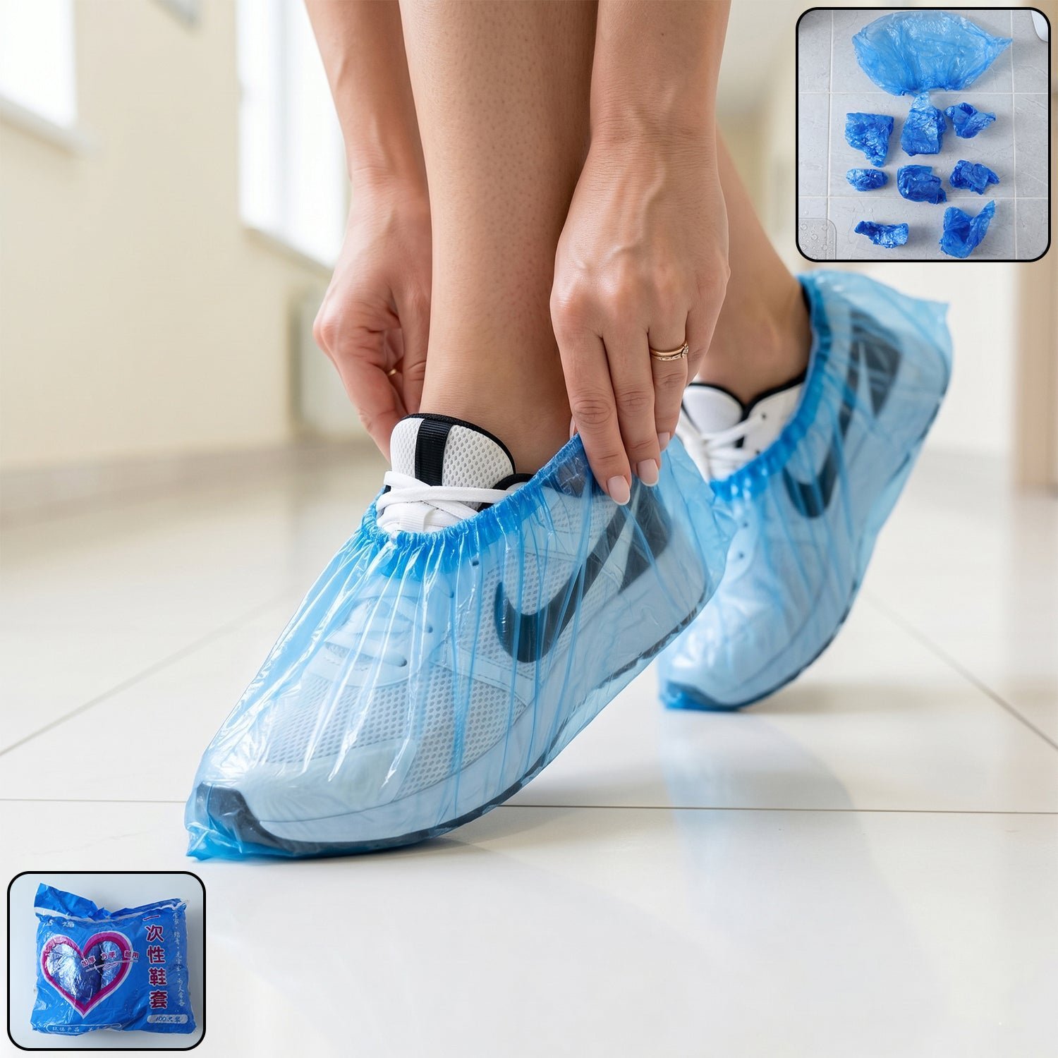 Disposable Plastic Shoe Cover Set � Waterproof & Dustproof Protection