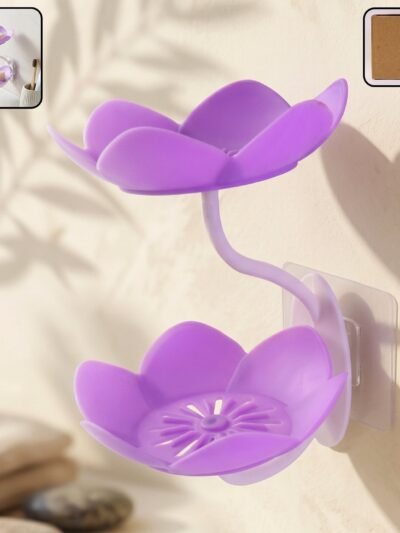 Flower Shape Double Layer Soap Dish � Wall Mount, No Drilling