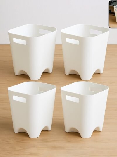 Plastic Dustbin Set – Compact Square for Home & Office (4 Pc)