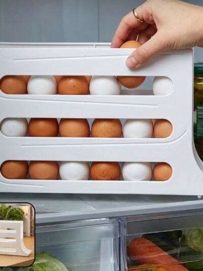 Plastic Egg Storage Organizer � Space-saving fridge tray for neat kitchen organization