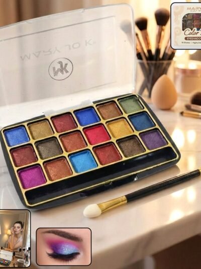 18-Color Shimmer Eyeshadow Palette – Vibrant, Long-Lasting Shades